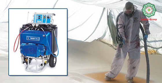 thi cong voi may phun foam pu graco E10HP